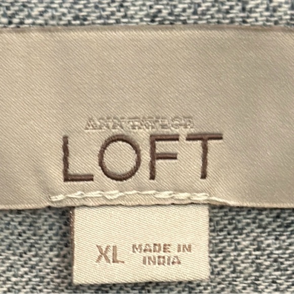 Jean jacket style Loft linen and cotton jacket with wide 3/4 sleeves. Size XL. - Picture 4 of 7